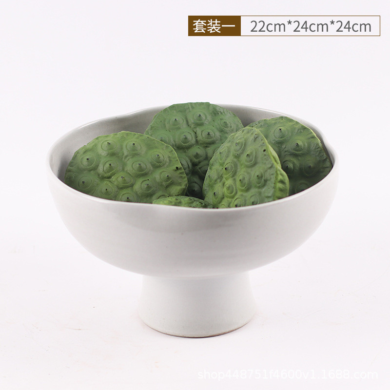 创意新中式仿真花莲蓬边酒店会所花艺软装家居餐工艺品摆件桌摆设