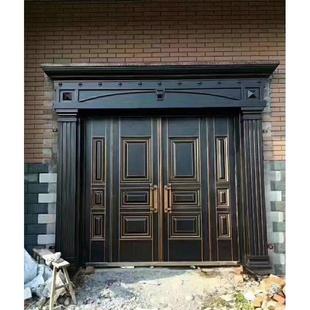 锌铁合金带门头门柱别墅入户门防晒防生锈防盗门农村家用庭院大门