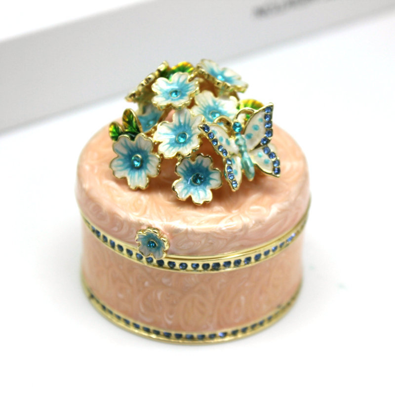 合金装饰盒现货装饰品蝶恋花珠宝收纳盒景点纪念品小摆件婚庆批发