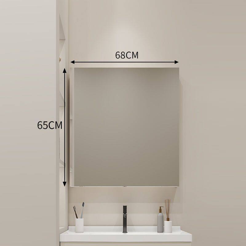 实木浴室镜单独镜柜卫生间墙式储物带灯智能一体镜子置物架收纳架