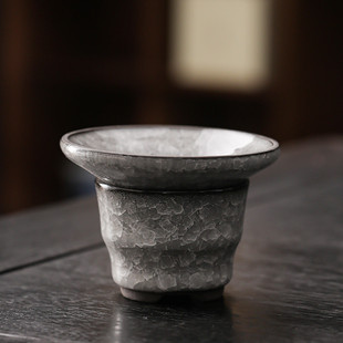 青瓷黑冰茶具铁茶杯茶漏手工复古公道杯胎冰裂纹陶瓷遇水化冰茶具