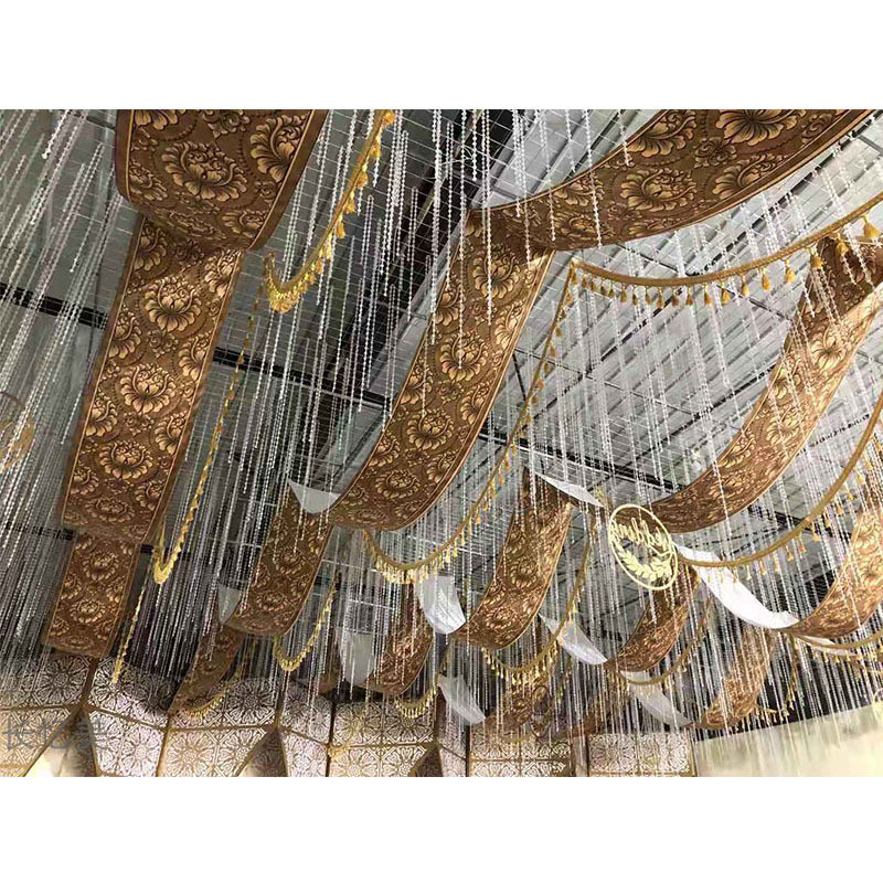 新款纱幔飘顶挂画中式婚礼道具婚庆吊顶装饰古典红色中国风卷轴画