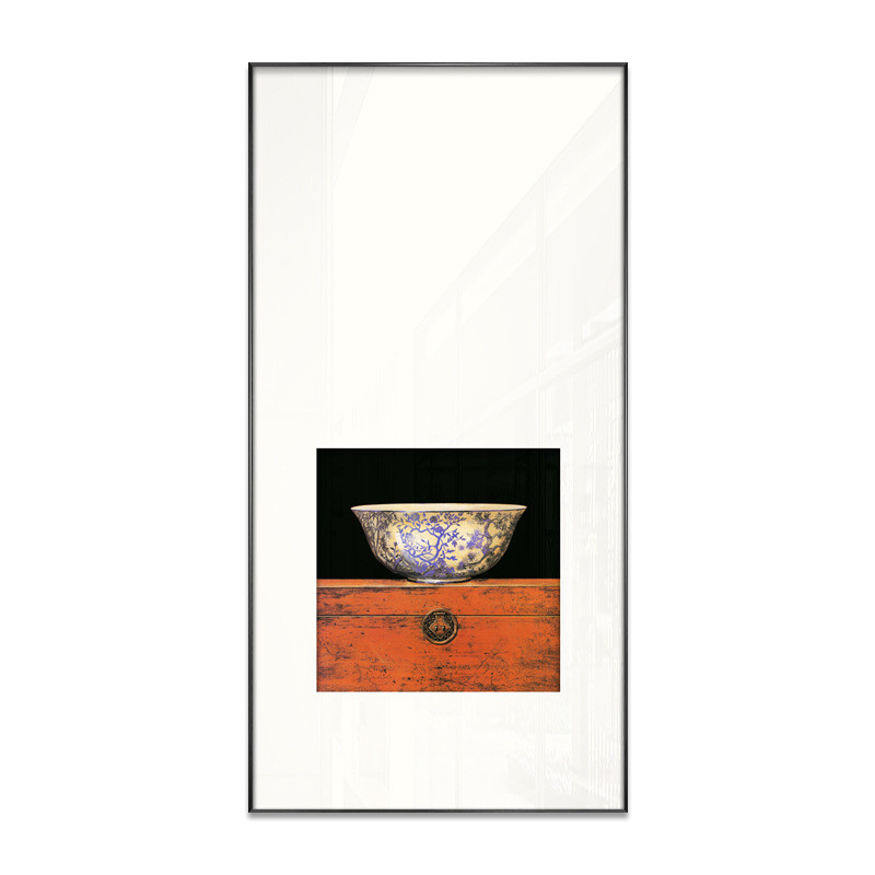 新中式酒店轻奢餐厅客厅组合挂画软装现代装饰画复古青花瓷壁画图片
