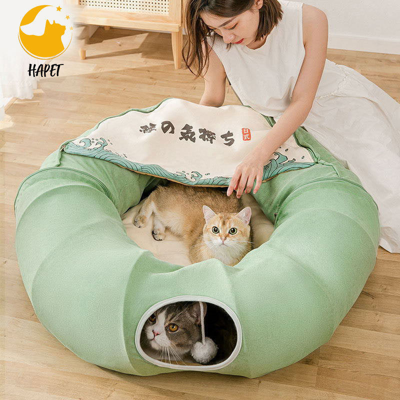 日系猫隧道猫窝四季通用多功能猫床可折叠猫通道滚地猫咪龙