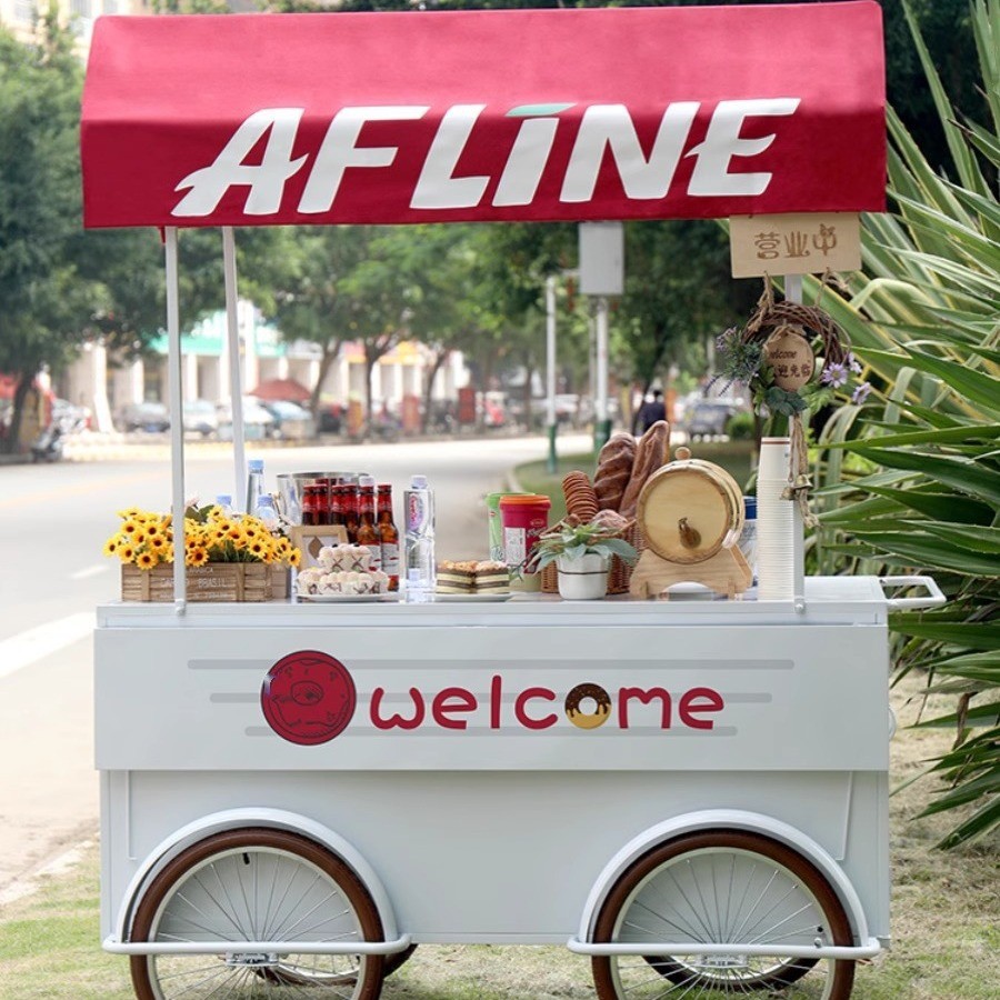 热销商场车花车售货铁艺移动摊位车小推车夜市地摊甩货促销展示台