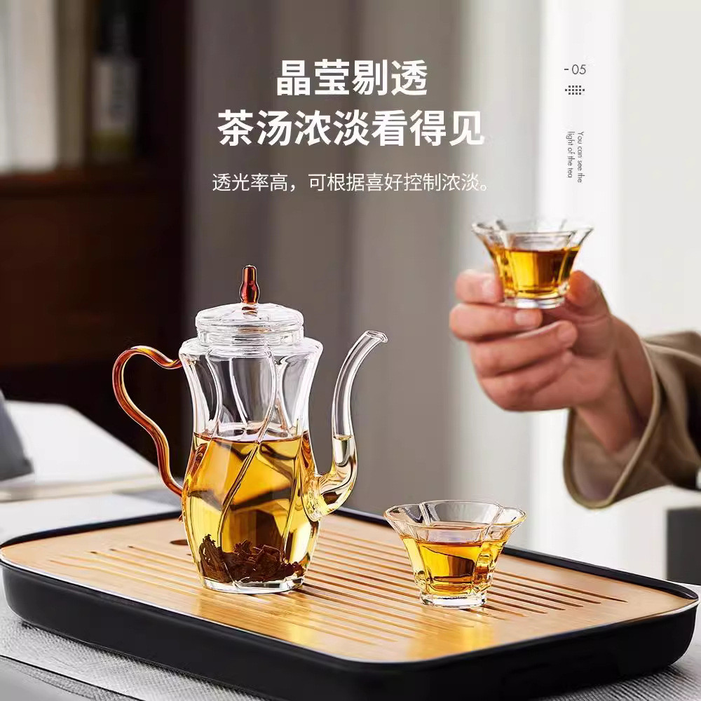 仿宋玻璃壶宋壶泡绿茶专用茶具一人小茶壶执壶家用泡茶器茶杯套装