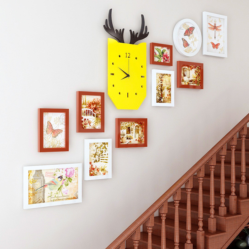012-10框组合批发相框挂墙照片墙创意北欧风格楼梯复合楼相片墙