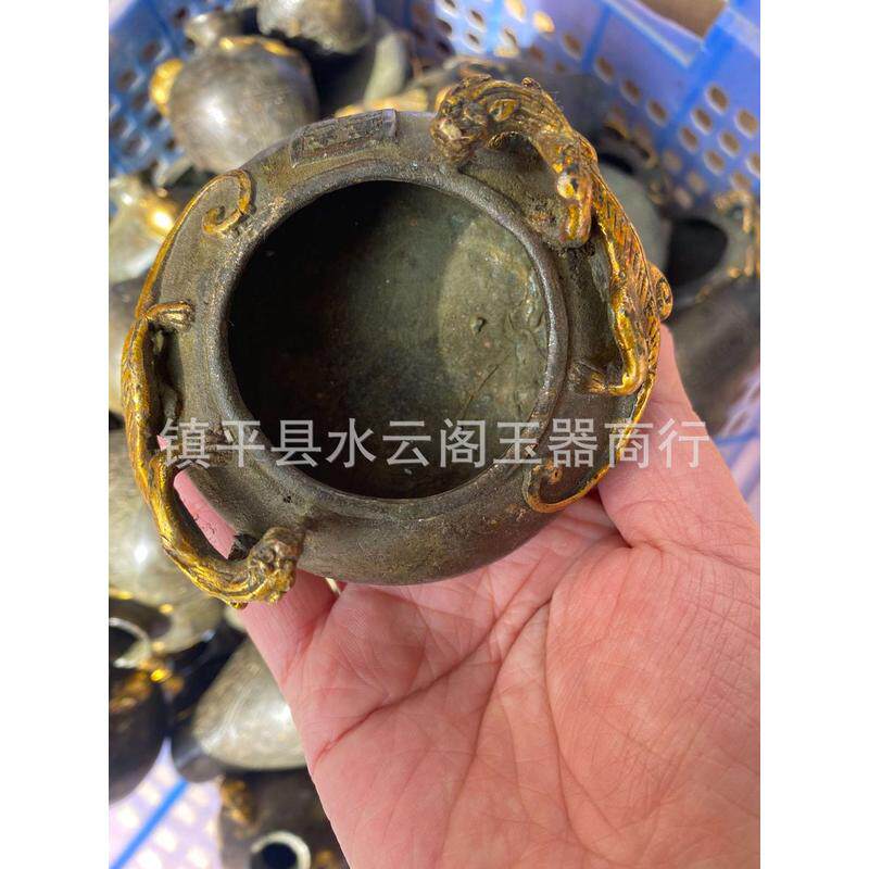 仿古铜器杂件复古工艺品青铜器大貔貅烟灰缸绿绣笔洗仿家居摆件