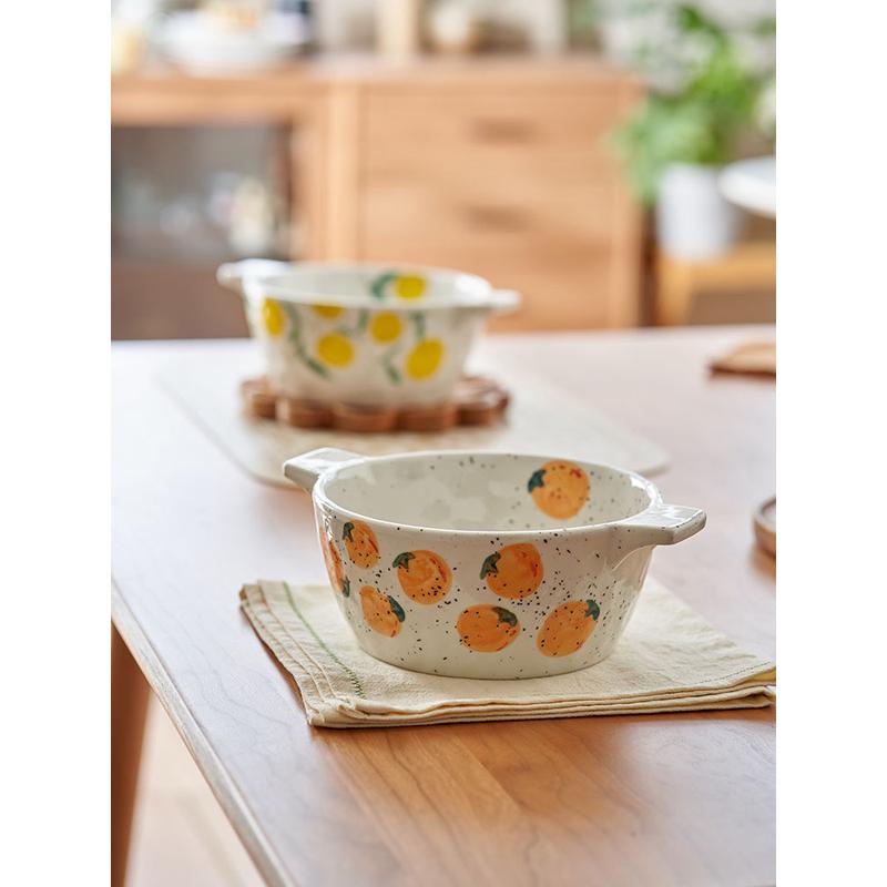 nn0i陶瓷双耳汤碗大碗家用吃面碗沙拉碗高ins风值大号螺蛳粉碗颜