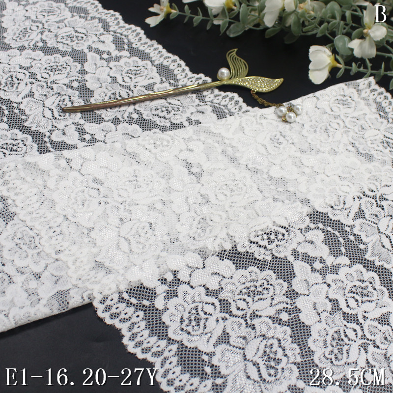 盛蕾隆双边色本白折线复古花朵弹力宽蕾丝服装家纺蕾丝花边辅料