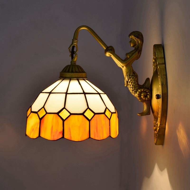 欧琈琉璃凡尼蒂复古彩色玻璃客餐厅卧室酒吧会所过道地中海壁灯