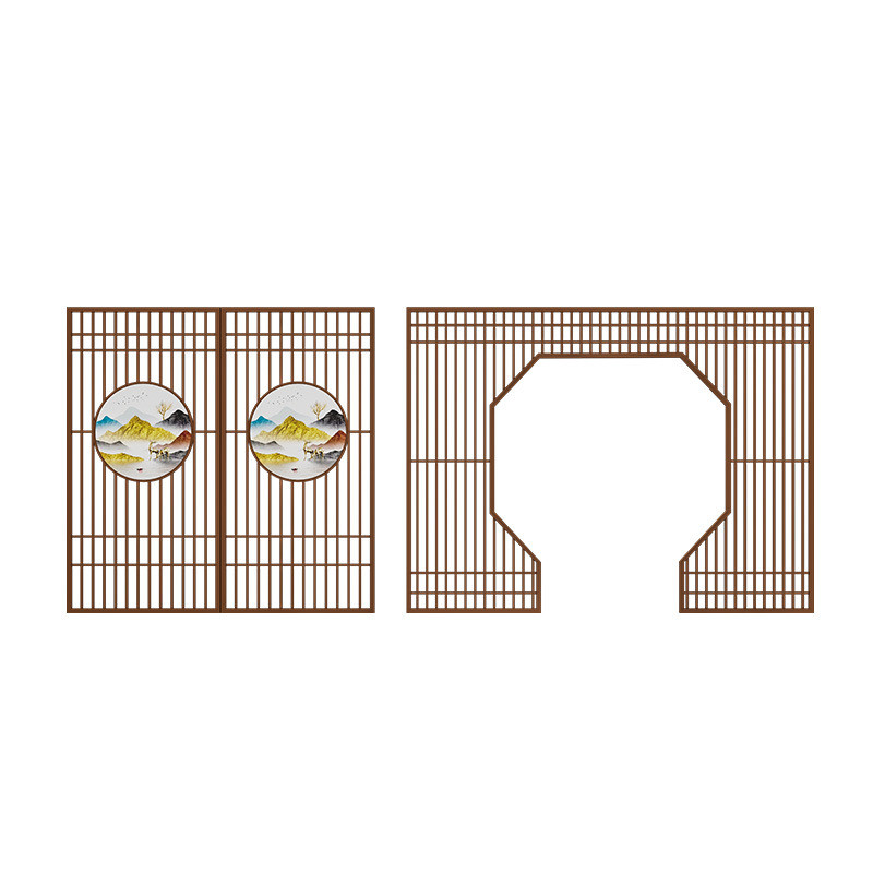 新中式餐厅包间隔断火锅店雅间围栏铁艺卡座格栅烧烤店屏风镂空
