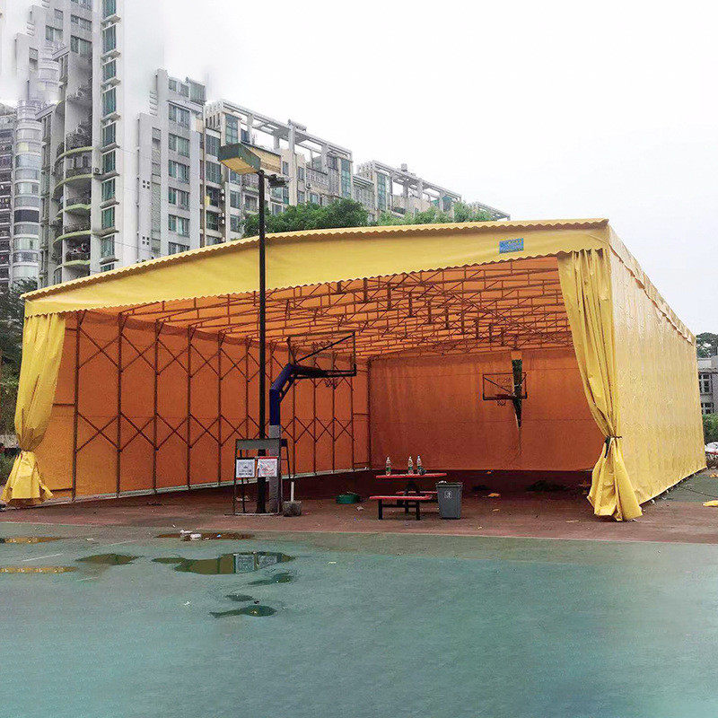 广东大型移动推拉停车雨棚户外防雨遮阳蓬活动伸缩式折叠收缩帐篷