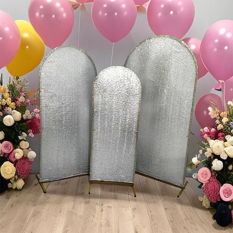 亮片刺绣背景屏风套铁艺围布套户外背景婚庆装饰隔断布套布套耐磨