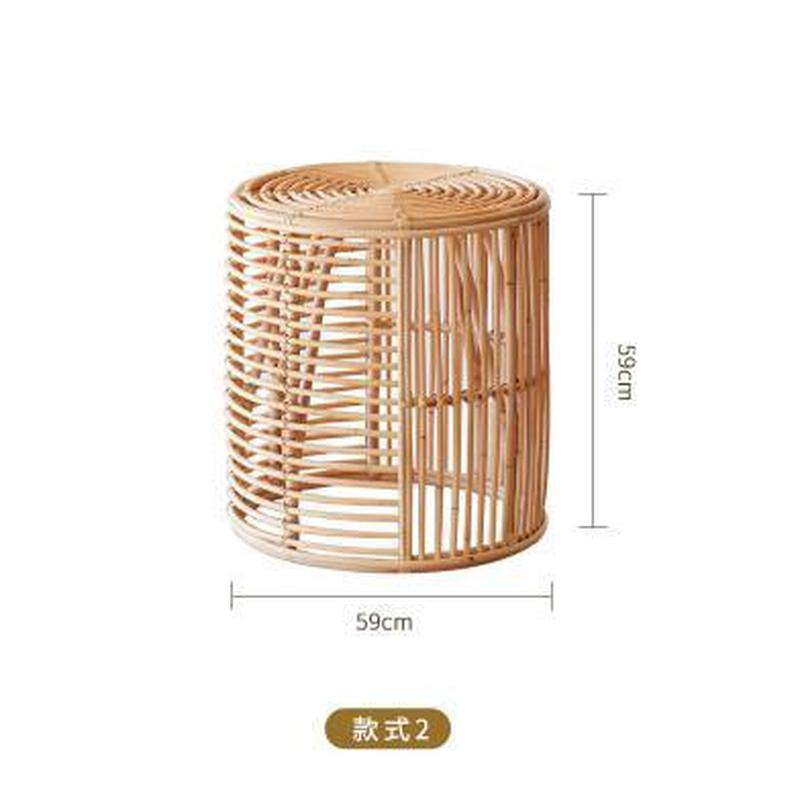 北欧全藤茶几简约现代小户型小圆桌客厅创意桌子民宿客栈大小圆几