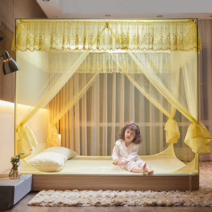 qt蚊帐家用1.8m床1.5米蒙古包防摔儿童支架坐床纹账三开门1.2
