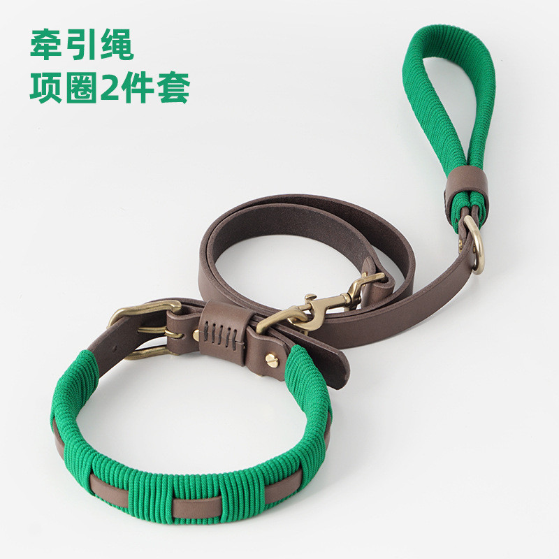新款宠物遛狗绳狗鞣带植头层牛皮狗狗牵引绳结实耐用现货批发
