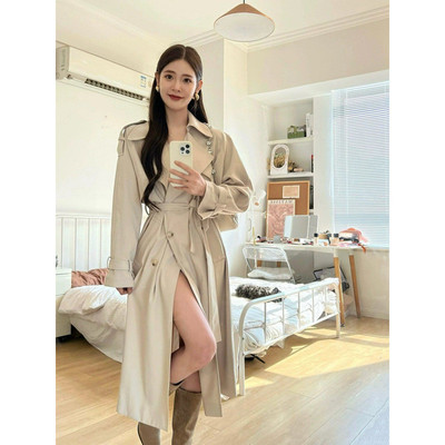 高级白色风衣女中长款2024年春秋款宽松显瘦气质小个子英伦风外套