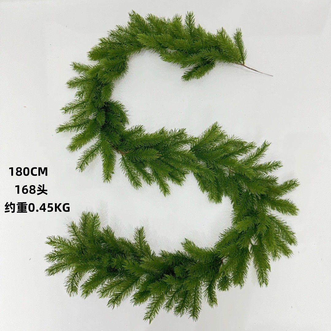 圣诞装饰藤条pe落雪1.8米藤条绒植圣诞藤条酒店商场门挂装饰