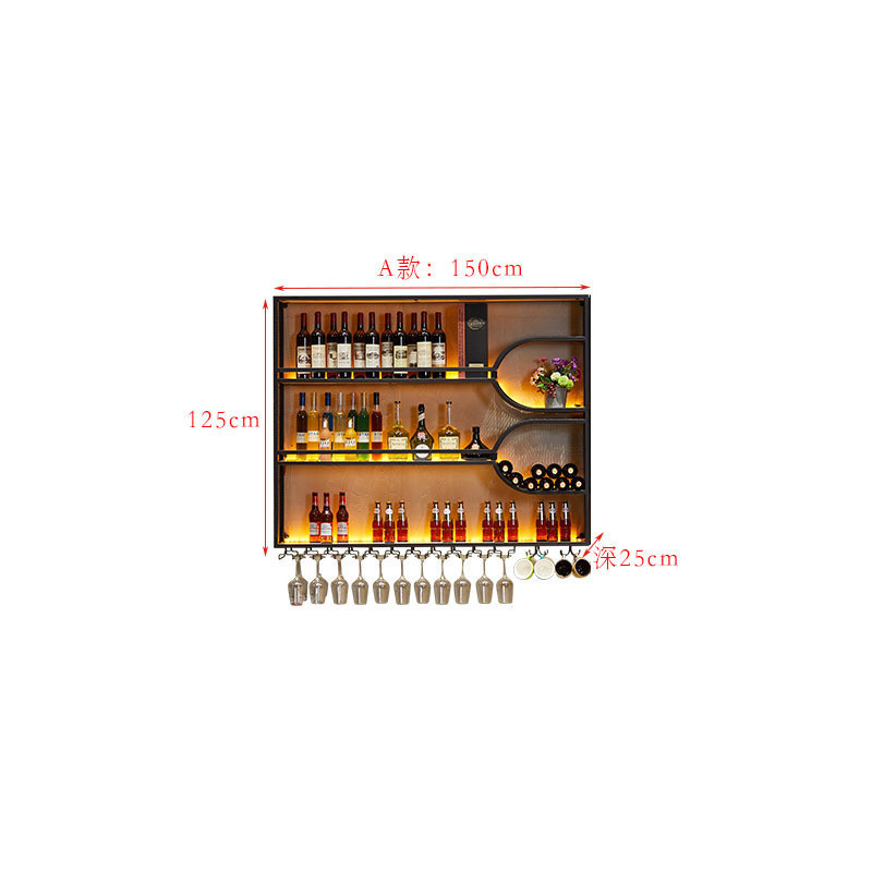 酒吧吧台酒架壁挂带灯红酒柜酒水展示架悬置物架墙上红酒创意挂式