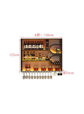 酒吧吧台酒架壁挂带灯红酒柜酒水展示架悬置物架墙上红酒创意挂式