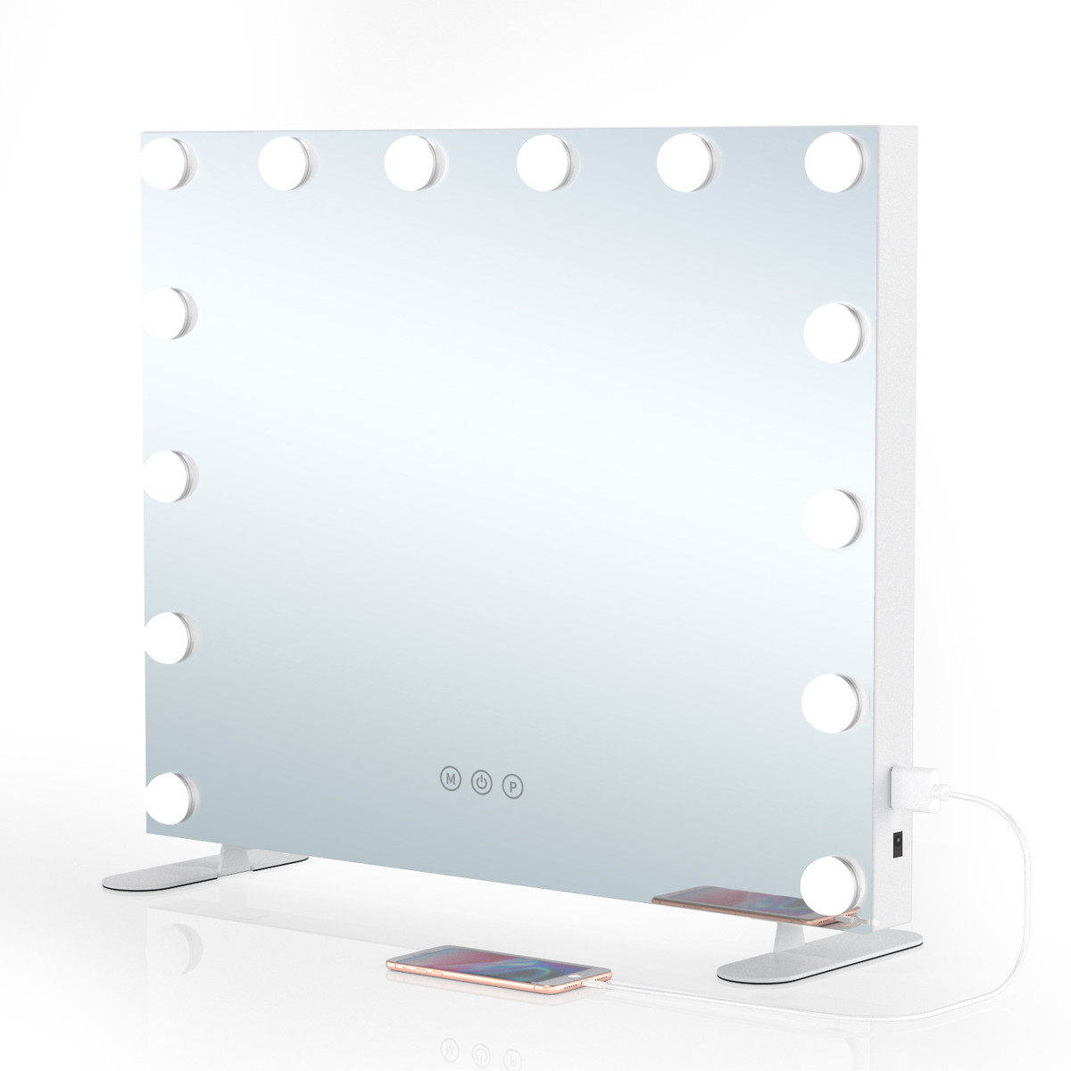 工厂美妆梳妆镜子智能泡补光灯镜大号桌面台式led化妆镜带灯