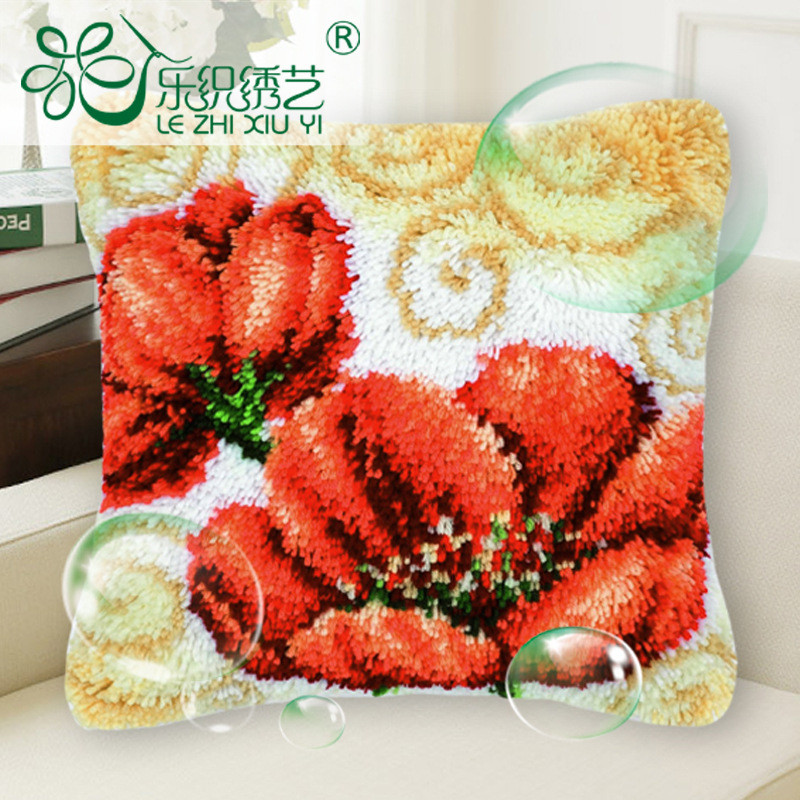 新品diy材料绣毛线绣段段绣抱枕车枕靠枕腰枕手钩卡通地毯批发