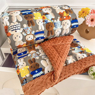 新款卡通春秋被被子盖毯儿童加厚豆豆夏季薄小被子空调被