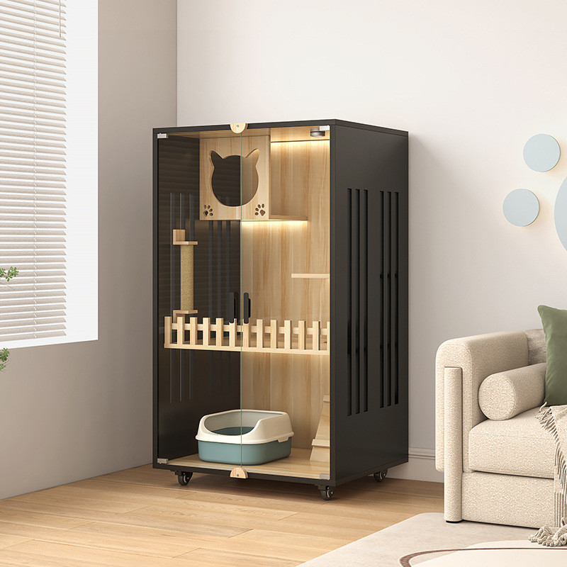 猫别墅猫咪房子猫屋猫笼子超大自由空间室内猫窝家用实木猫舍猫柜