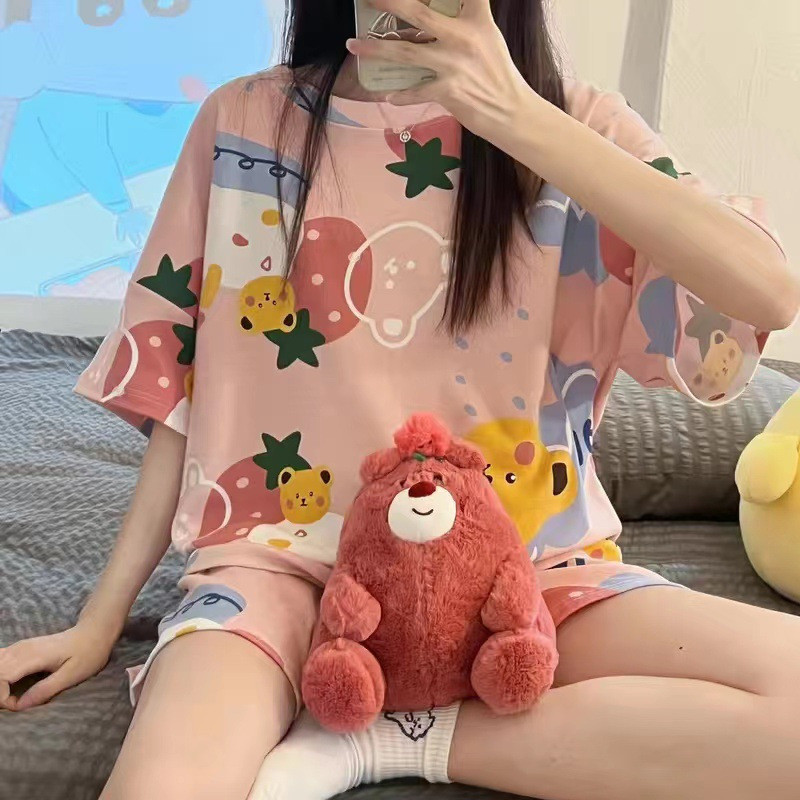 睡衣女春夏季网红爆款2025年可爱新款薄款短袖短裤两件套装家居服
