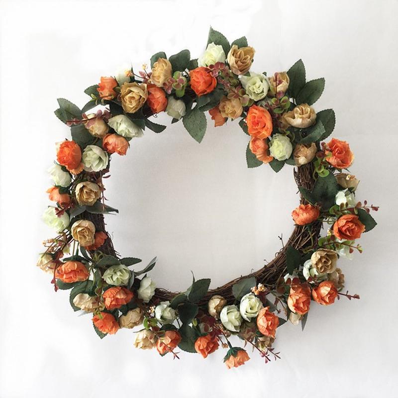 绢花圣诞花环塑料花环仿真布花婚礼装饰拍摄道具电商采购用