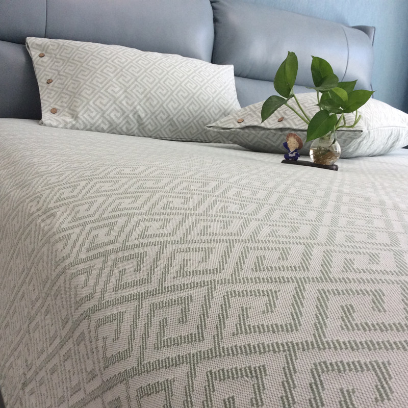 2eie提花老粗布凉席四季加厚加密双人床单床上用品三件套