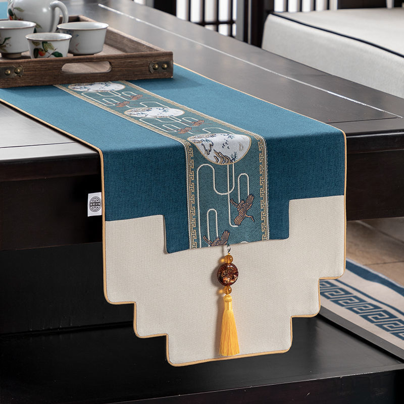 桌旗中式新中式防水防滑大桌旗桌现代茶几茶台茶桌餐版电视柜盖布