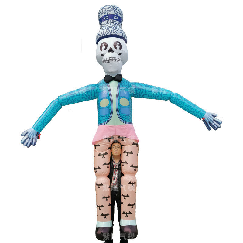 新款行走互动充气通迅腿小丑气模卡通背式卡长游活动道具商场酒吧