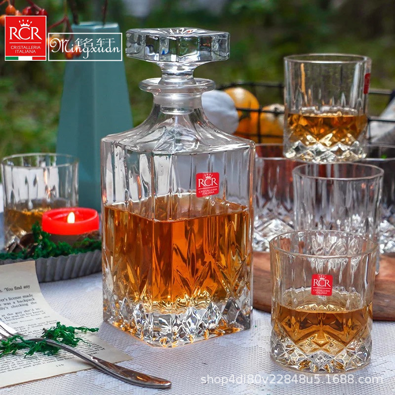 热销意大利进口醒酒器水晶威士忌酒樽威士忌酒杯rcr酒具套装7件套