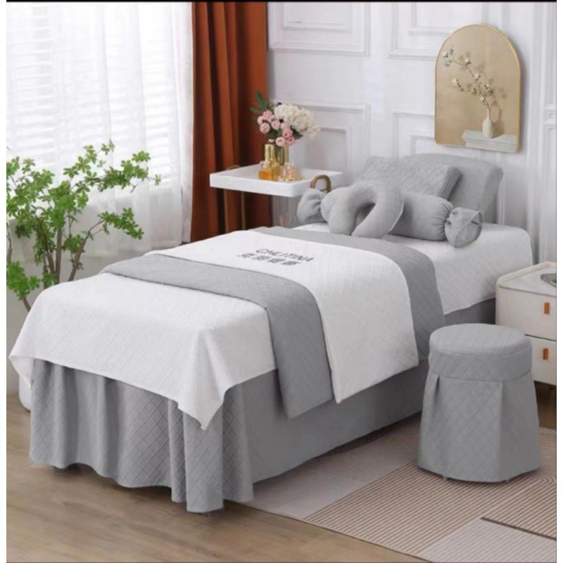 【定制床套高档全棉针织美容床罩四件套美容院专用】按摩理疗洗头