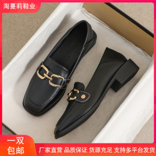 奶奶平底软皮孕妇工作飘鞋 25新款 秋季 真皮豆豆单鞋 软底 女2025新款