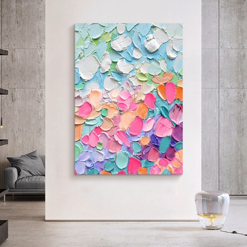 抽象手绘纯刀画厚肌理玄关走廊油画现代简约客厅装饰无框竖版挂画