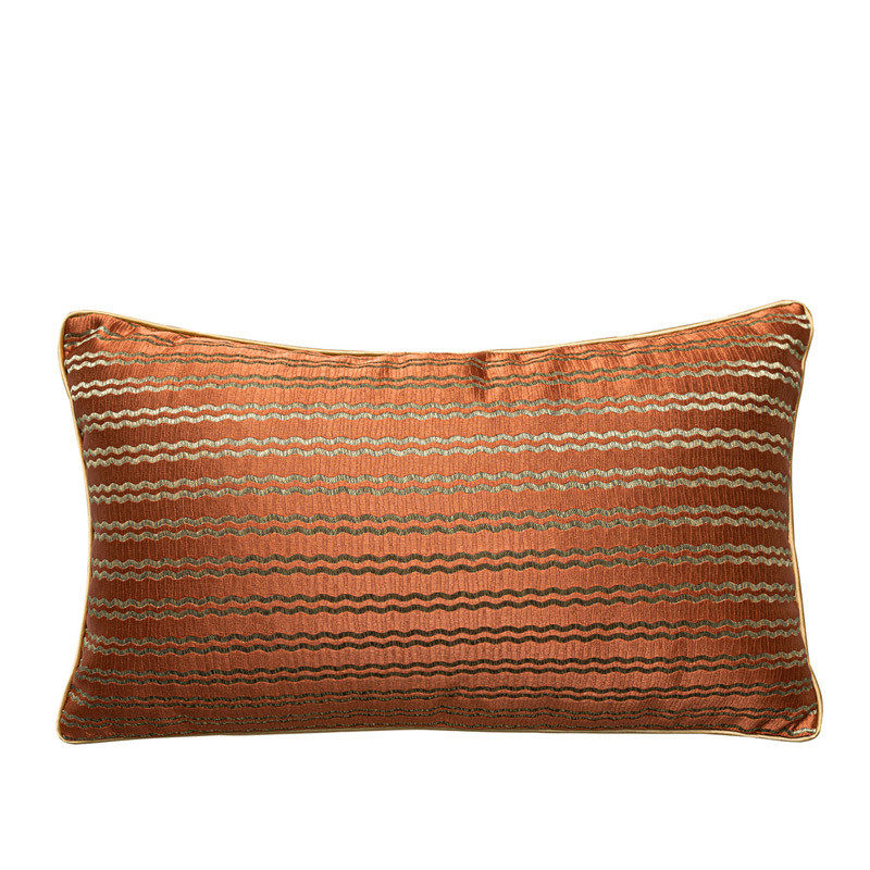 新中式提花面料橘色绿色缎面沙发抱枕靠垫软装抱枕套样板房靠枕