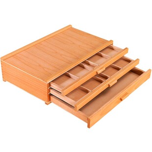 颜料盒画笔蜡笔收纳盒素描铅笔实木多层彩铅马克笔画收纳箱画箱