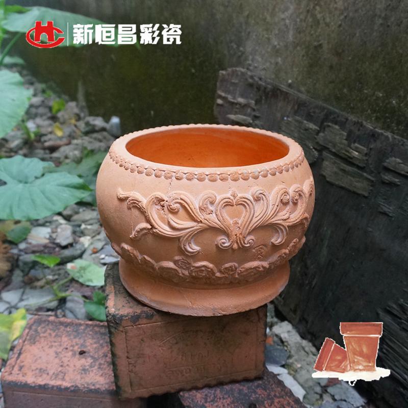 景观手压陶花盆红陶陶瓷月季草花玫瑰蝴蝶兰红陶矮粗陶欧月2018
