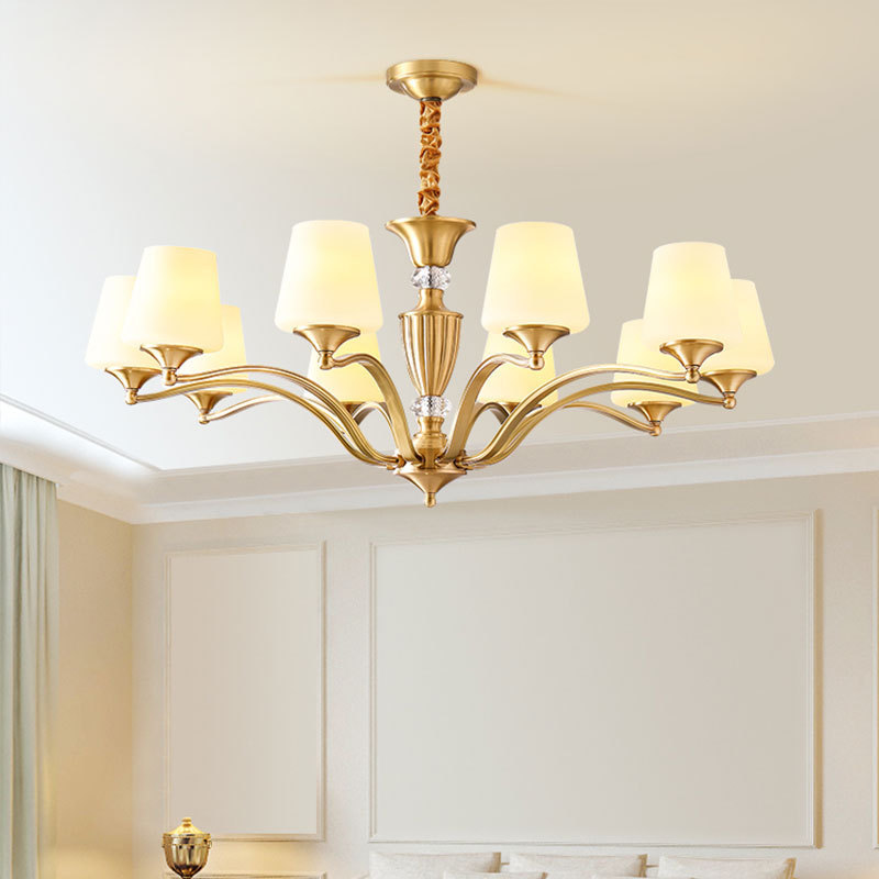 热销美式轻奢客厅吊灯全铜法式简约大气餐厅灯卧室主别墅灯复古灯