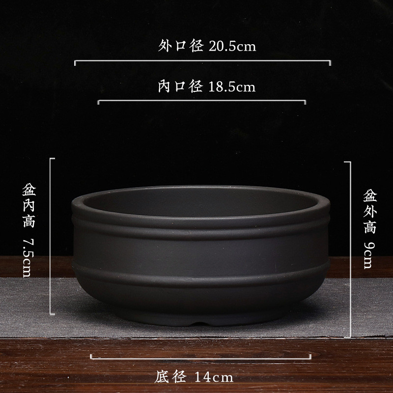 紫砂花盆透气圆形盆桌面花卉绿植多肉植物菖蒲大口径新款厂家批发