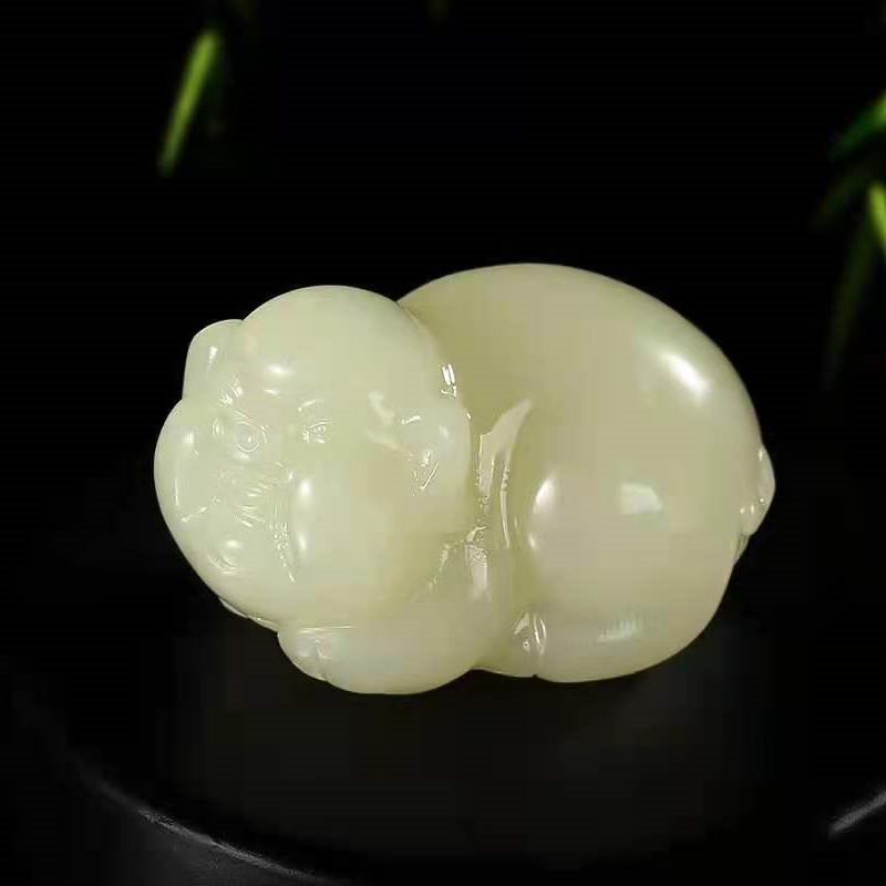 批发冰种阿富汗青白龙柱手把件男士貔貅白菜玉玉手玩件把玩件