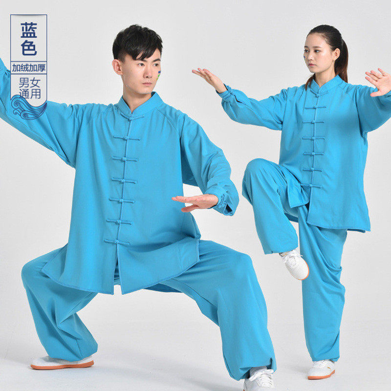 武术极太极服男秋冬加绒保暖太极服女练功服多色印花款劲表演服
