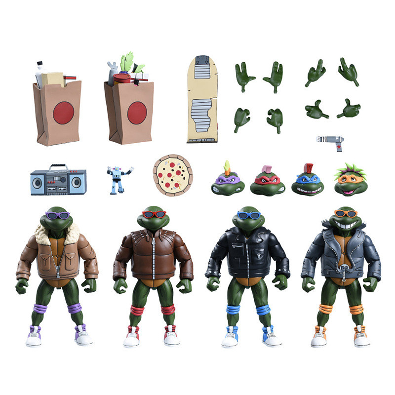 NECA54381忍者神龟卡通-朋克神龟4件装7英寸比例可动人偶