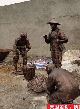 厂家直供农耕人物铜雕景区铜雕塑民俗文化商业街雕像公园广场铜雕