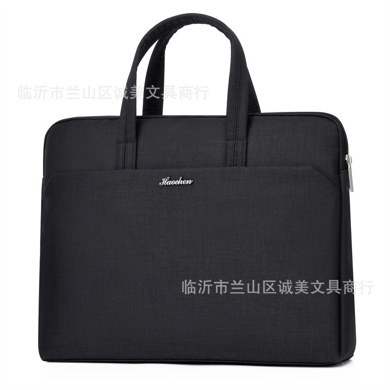 加海绵手提防水商务公文包大容量资料袋文件袋男士办公电脑包会议