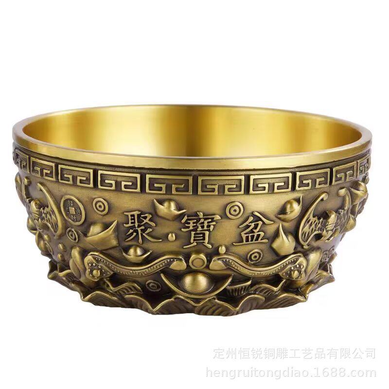 厂家供应铜聚宝盆摆件居家碗工艺品客厅开业礼品摆件聚宝盆工艺品