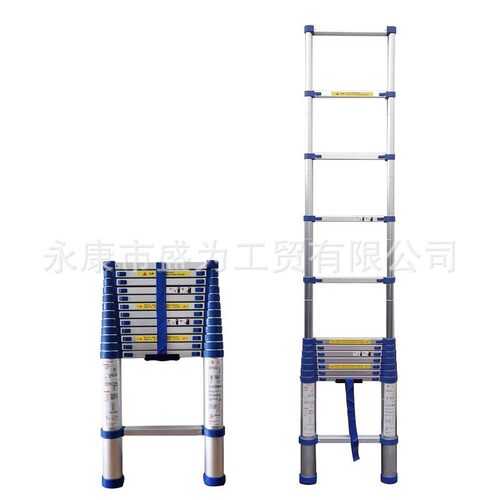 热销可直供蓝色特厚单面一字铝合金伸缩梯铝合金伸缩梯颜色厂爆品